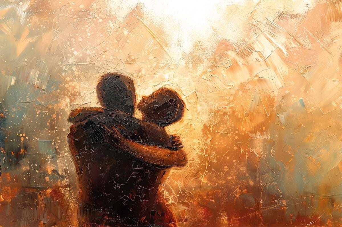 Isä juoksee vastaan